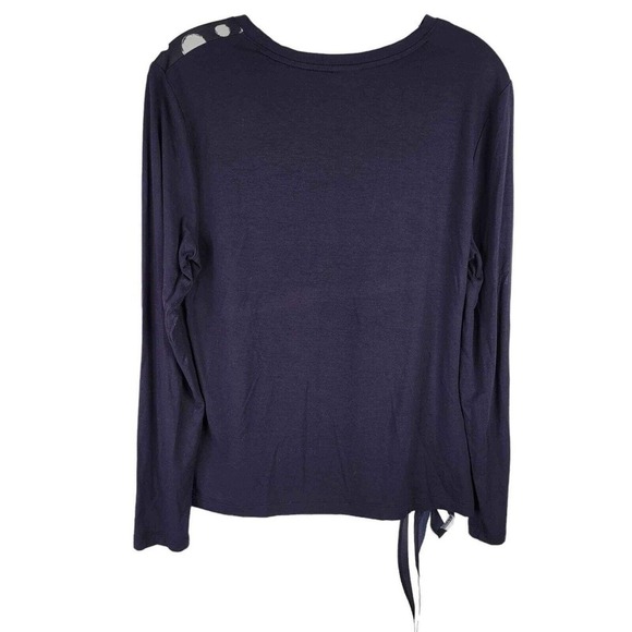 Chicos Tunic Women’s Blue White Top Size 1 US M Long Sleeve Tie Knot Nautical - Picture 2 of 9